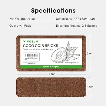 Amazon.com : VIVOSUN Coco Coir Brick, 1.4lbs 100% Natural
